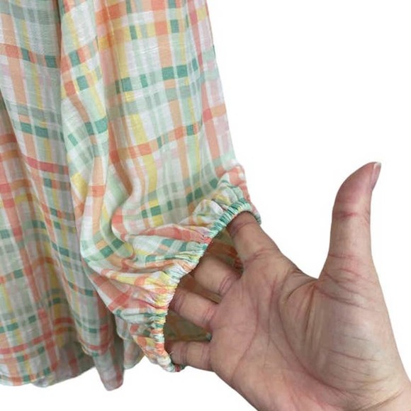 LC Lauren Conrad  plaid V Neck Peasant Blouse Size  XXL (NWOT) - Picture 5 of 11